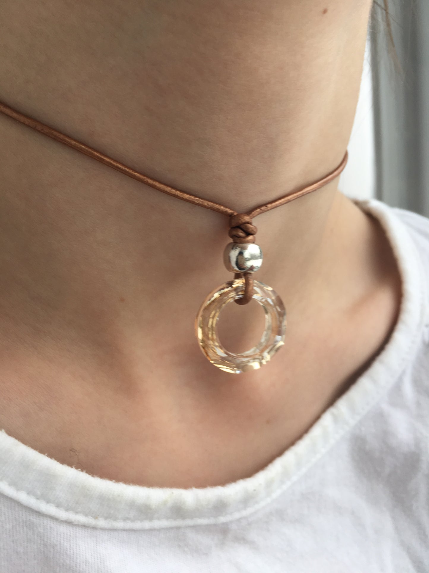 Champagne-Coloured Swarovski Crystal Hoop Necklace